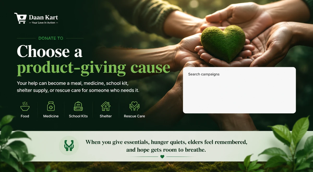 Choose a product-giving cause on Daankart